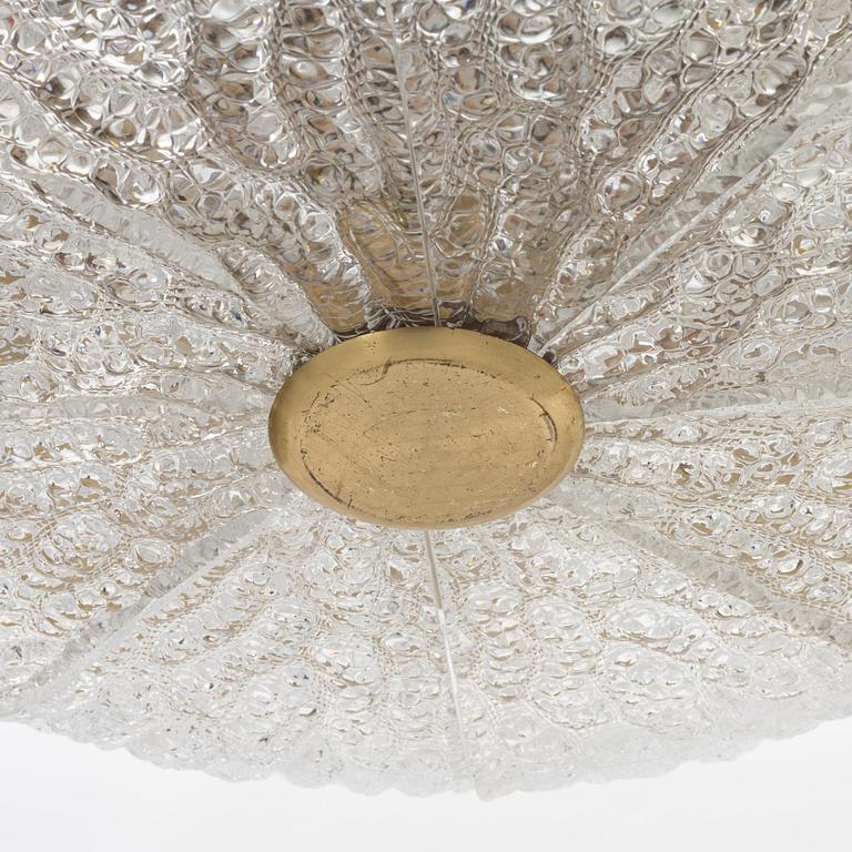 Carl Fagerberg, a glass and brass ceiling light, Orrefors.