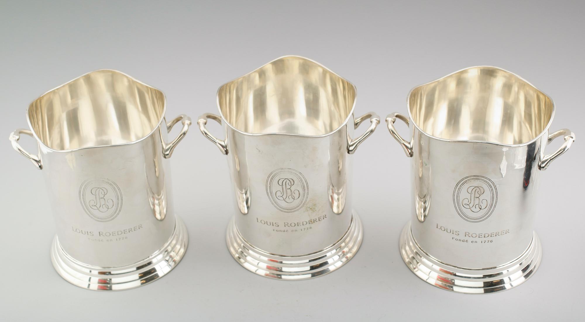 CHAMPAGNEKYLARE, 3 st, nysilver, 1900-/2000-tal.