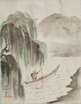 PARTI MÅLNINGAR OCH TRYCK, 9 delar, bl.a. Japan, 1900-tal.