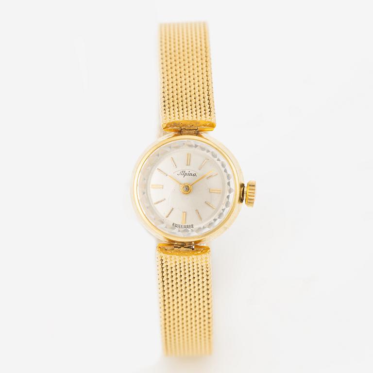 Alpina, wristwatch, 18K gold, 16,5 mm.