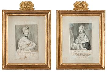 906. Pehr Hörberg, King "Gustaf III" (1746-1792) and Queen "Sofia Magdalena" (1746-1813).