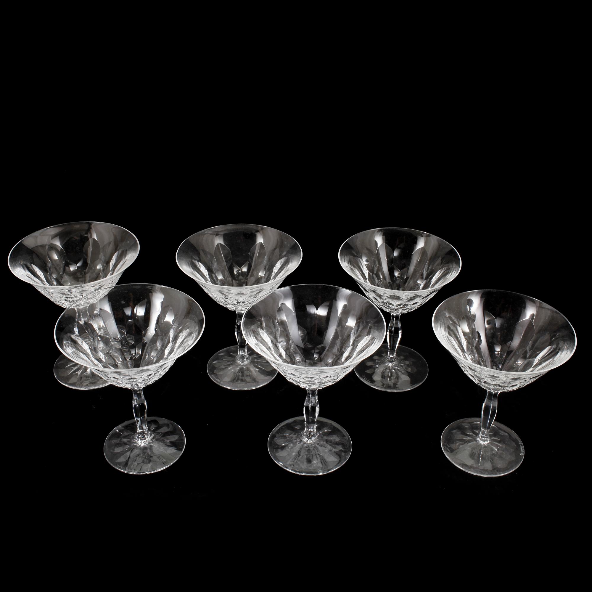 CHAMPAGNESKÅLAR, 6 st, "Gate" Simon Gate, Orrefors.