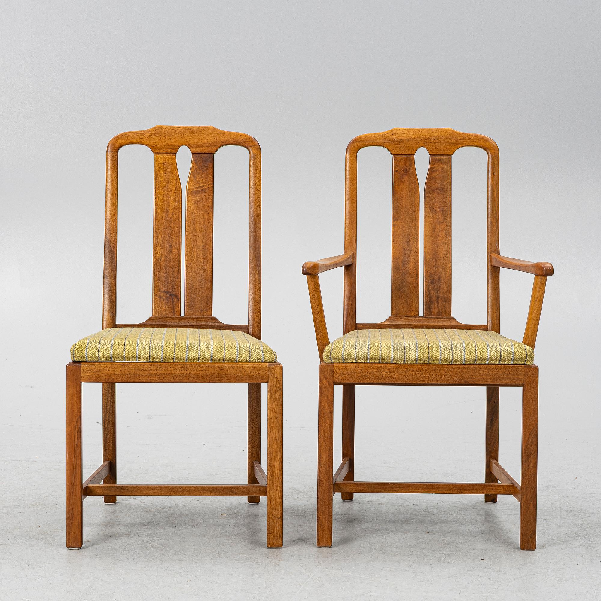 Carl Malmsten, a seven-piece dining suite, 'Ambassadör', Åfors Möbelfabrik.