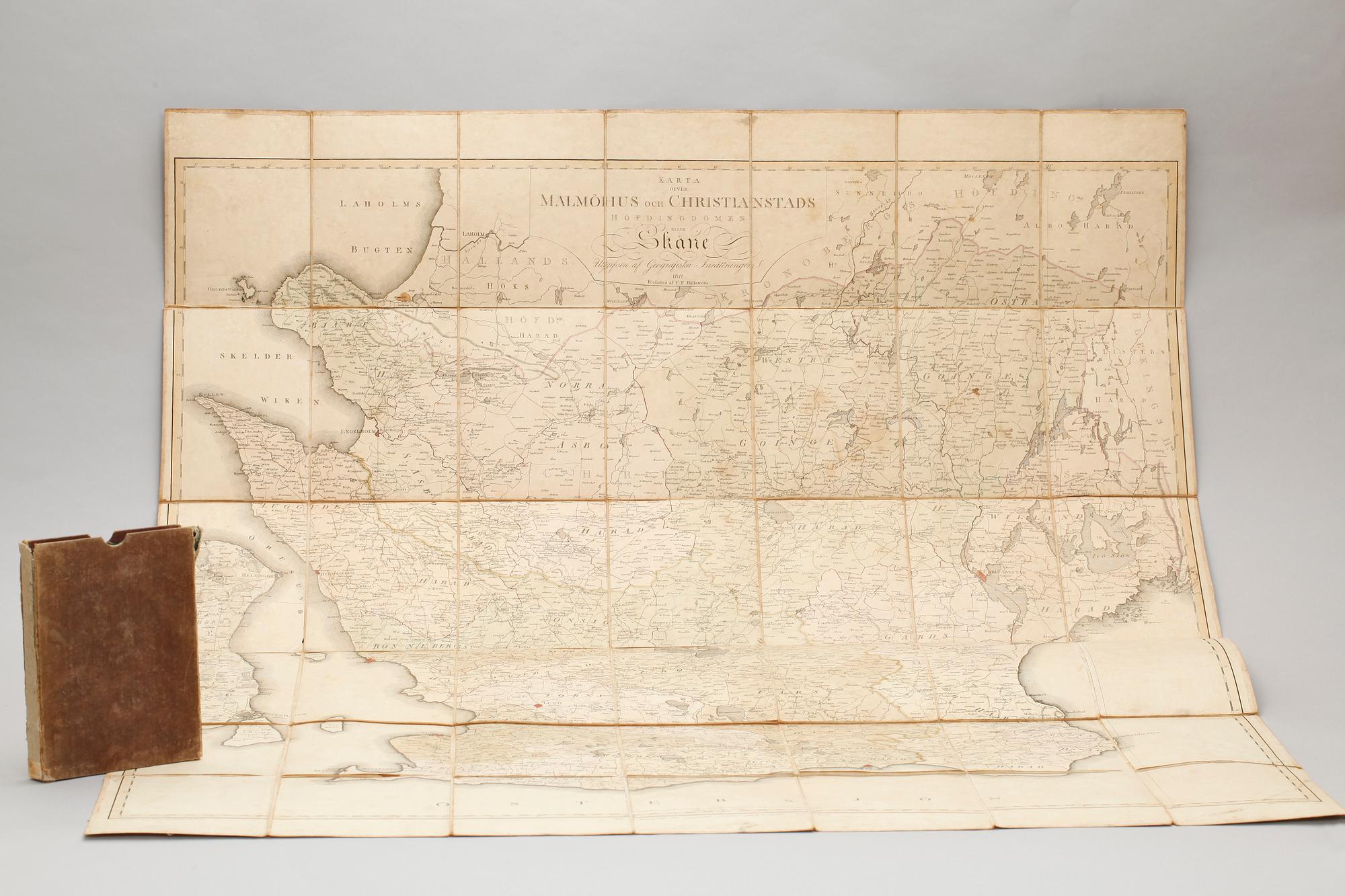 RESEKARTA över Skåne, Geografiska Inrättningen 1812.