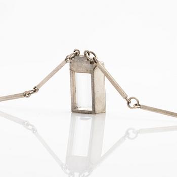 Wiwen Nilsson, Pendant, sterling silver with faceted rock crystal, Lund 1944.