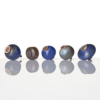 Berndt Friberg, a set of nine miniature stoneware vases, Gustavsberg Studio 1967-71.