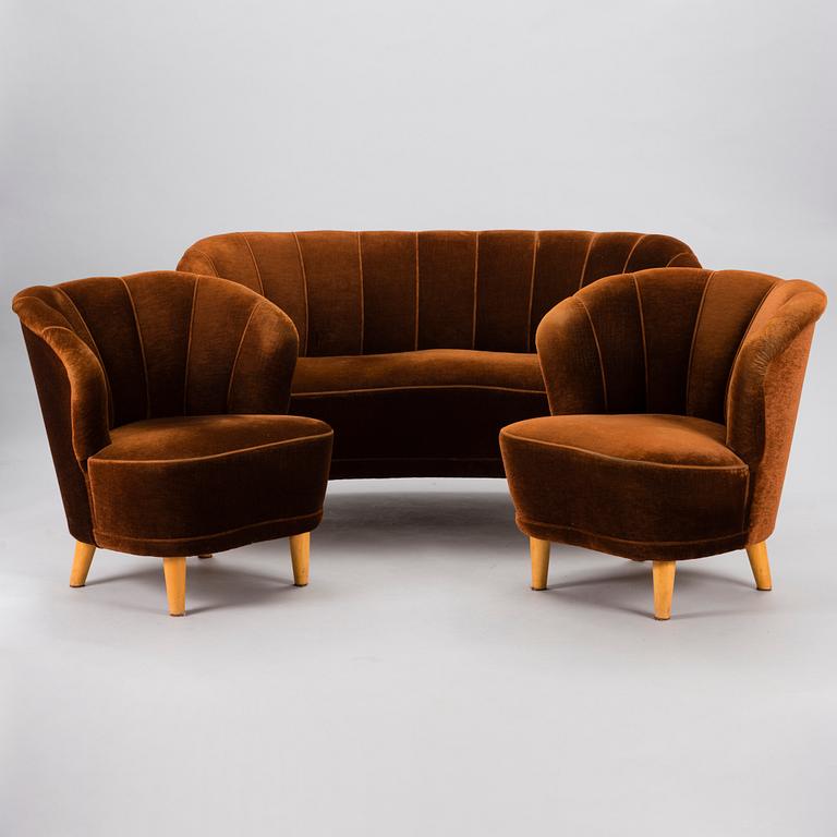 A 1950s 3-piece  sofa suite for Asko Finland.