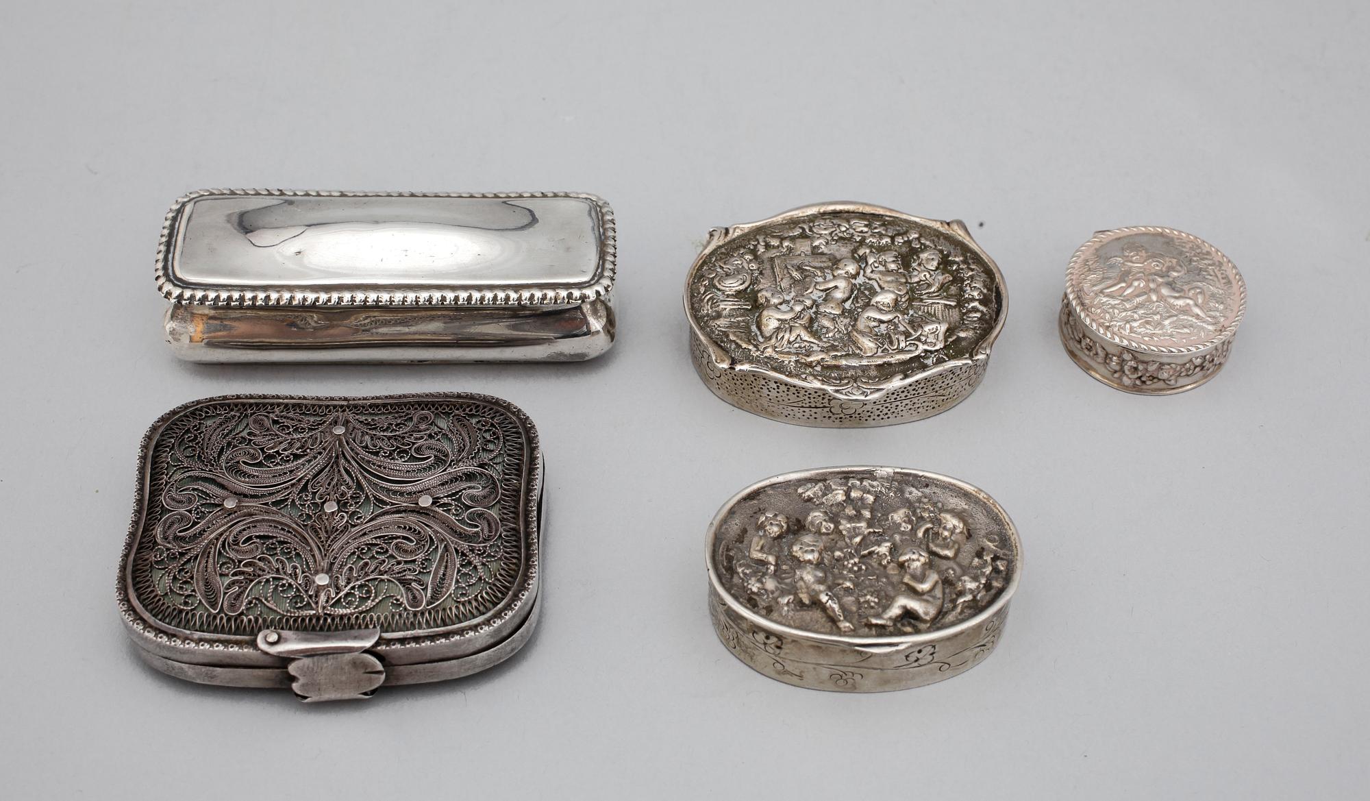 DOSOR, 5 st, silver, bl a Birmingham, England 1897, totalvikt ca 170 gram.