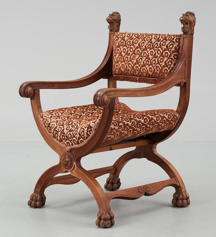 KARMSTOL, nyrenässans, sent 1800-tal.