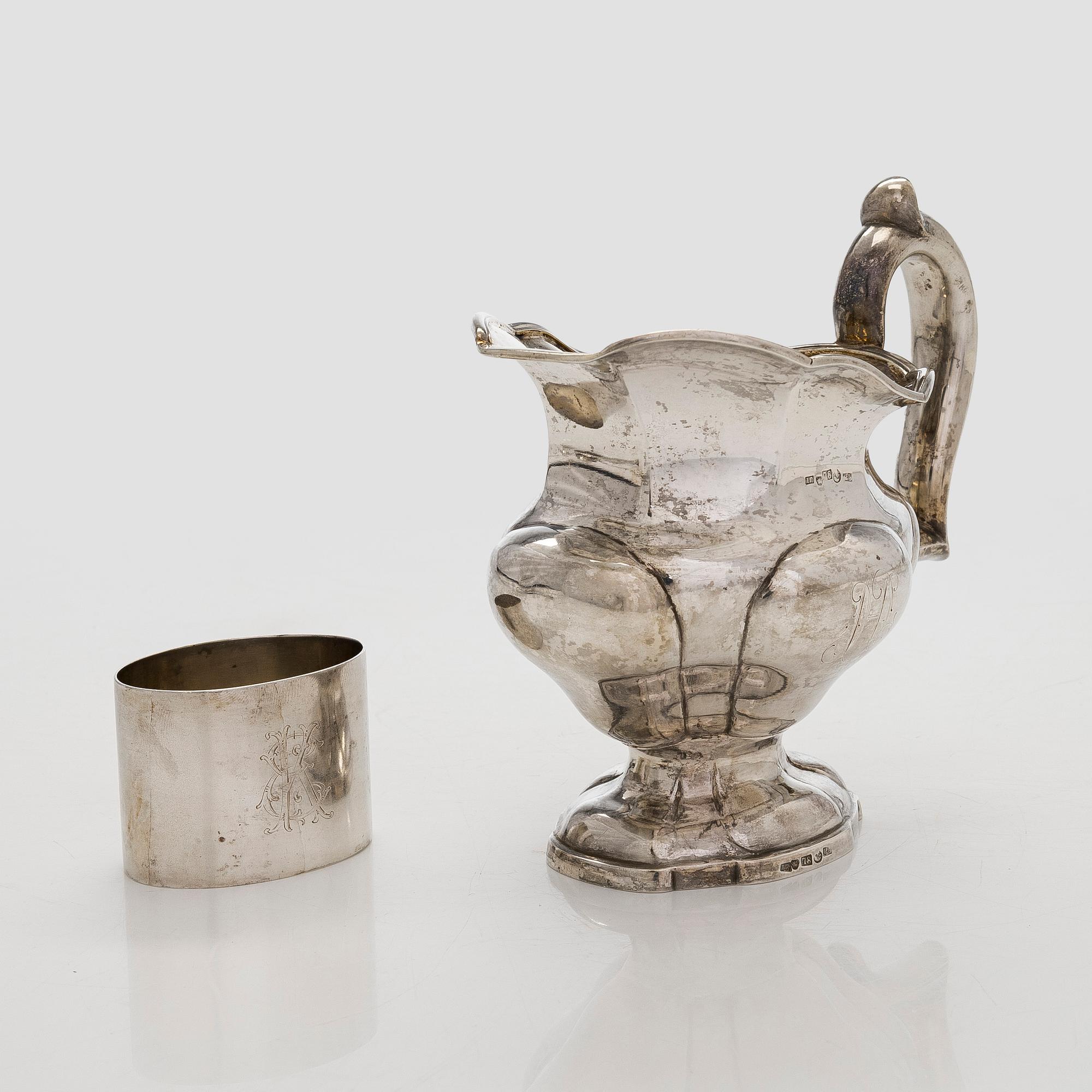 Bordssilver, 7 delar, bl.a. Nichols & Plinke, J.V. Aarne, Petter Törnqvist, 1781-1912.