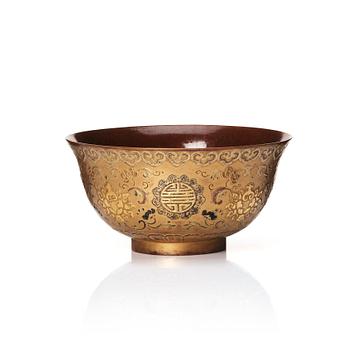 A gilded lacquered bowl, Qing dynasty, Yongzheng/ Qianlong, 18th Century.