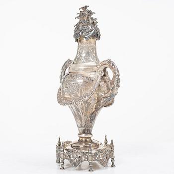 Decorative urn, silver, Ottoman Empire, late 19th century.