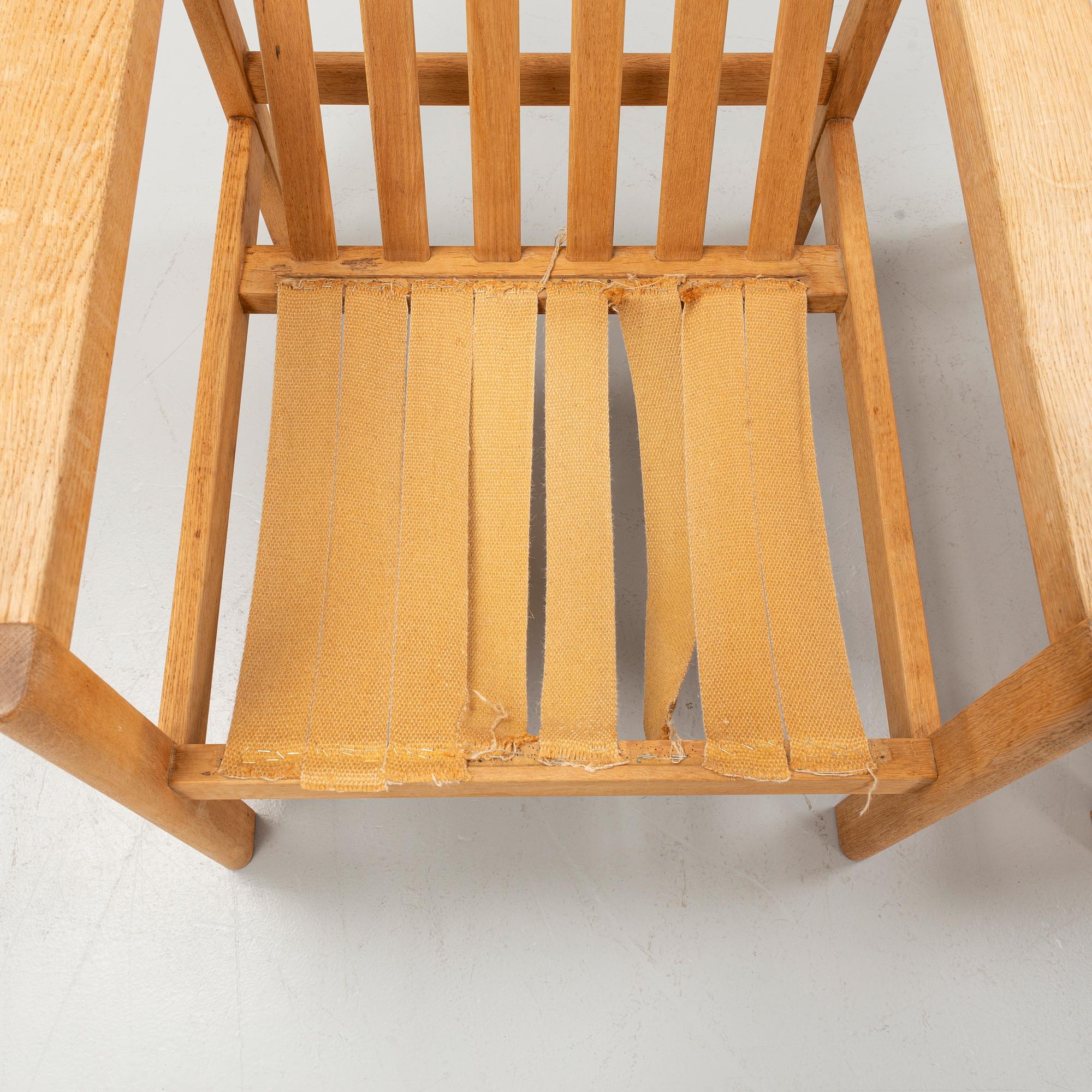 Børge Mogensen, fåtöljer, ett par, modell 22, samt en fotpall, Fredericia Möbelfabrik, Danmark.