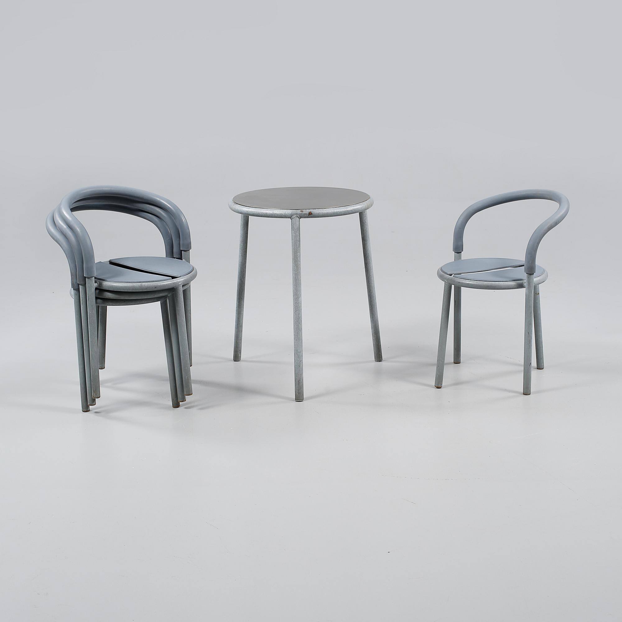 TRÄDGÅRDSGRUPP, 5 delar, "Café", Niels Gammelgaard & Lars Mathiesen, Fritz Hansen, formgiven 1980.