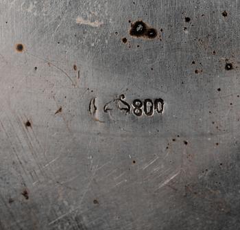 VIGVATTENSKÅL, silver 800, Tyskland, 1800-/1900-tal. Vikt 194 g.