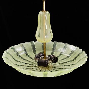 A Swedish Modern glass ceiling light, 1940's.