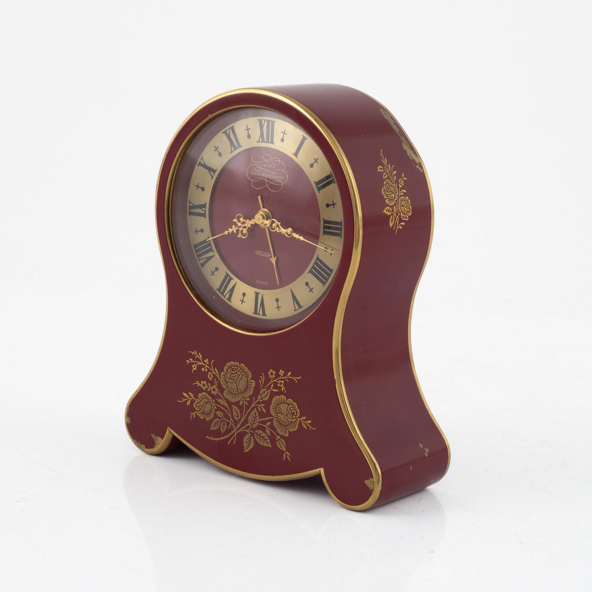 Table clock, 'Petite Neuchateloise', Jaeger-LeCoultre, Switzerland, around the mid-20th century.