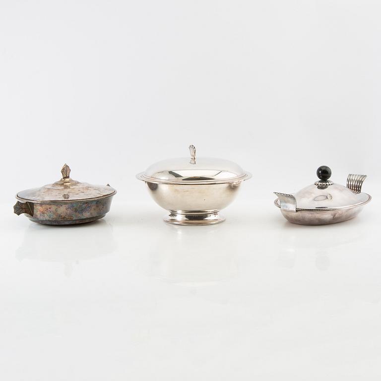 Carafes 3 pcs of silver plate, including CG Hallberg, first half of the 20th century.