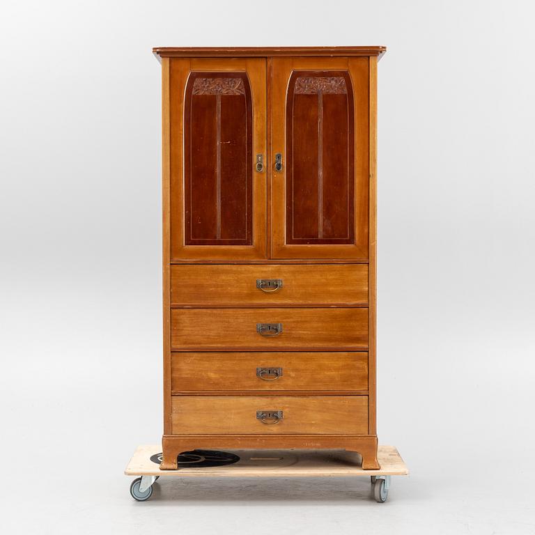 A mahogny veneered art noveau archive cabinet, early 20th Century.