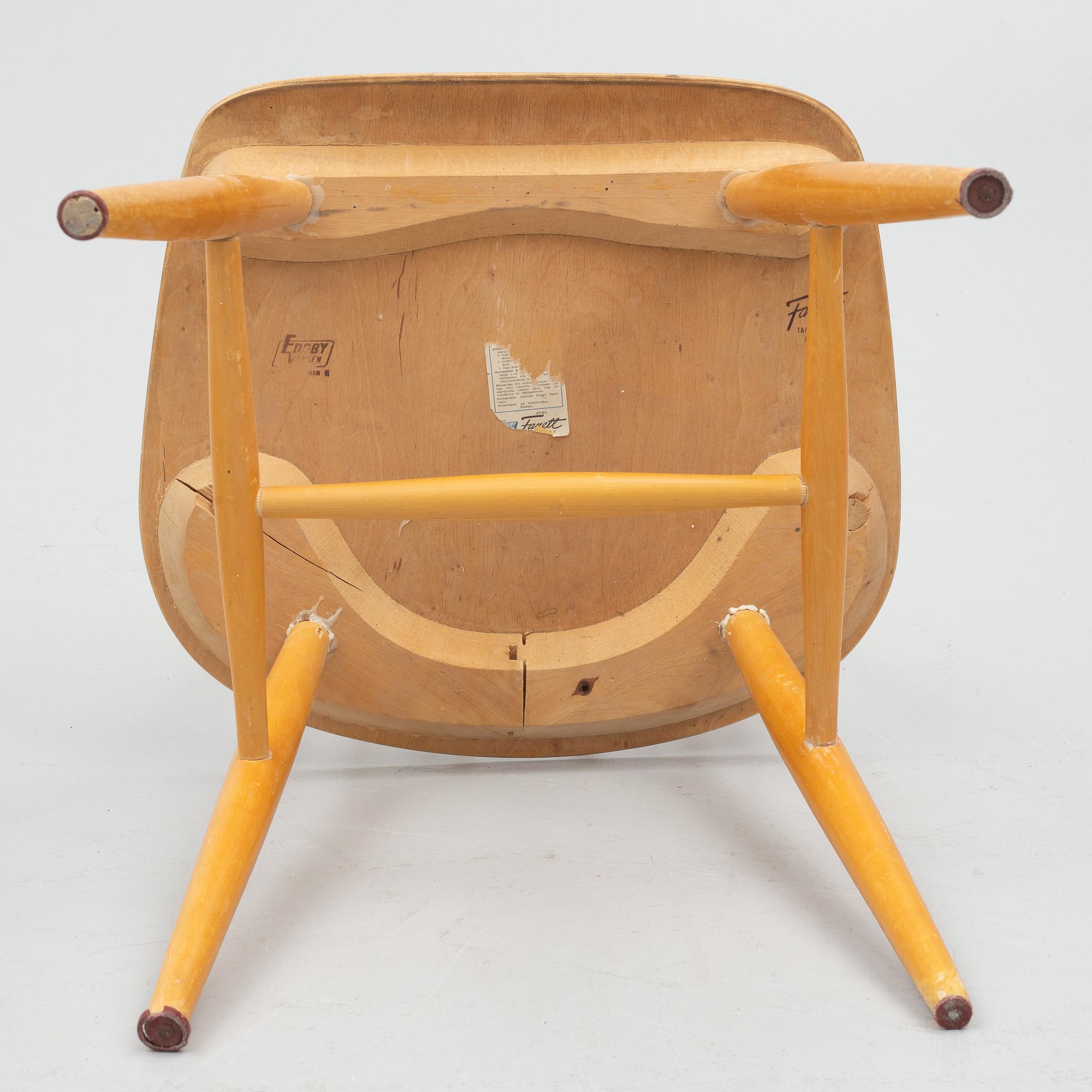 Ilmari Tapiovaara, Six "Fanett" chairs, Edsbyverken.