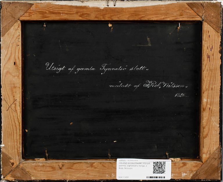 OKÄND KONSTNÄR, olja på pannå, signerad a tergo J. Rob. Nilsson.