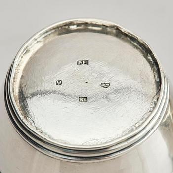 A Swedish 19th century double beaker, silver, marks of Peter Holmberg, Örebro 1854.