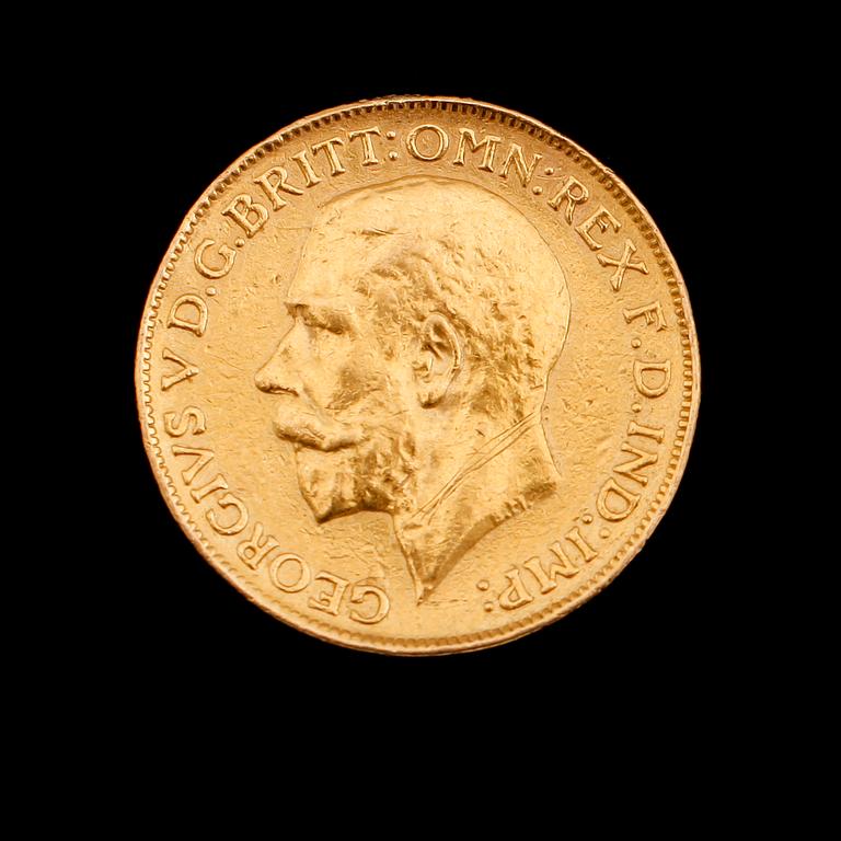 GULDMYNT, sovereign, George V, 1911. Vikt ca 8 gram.
