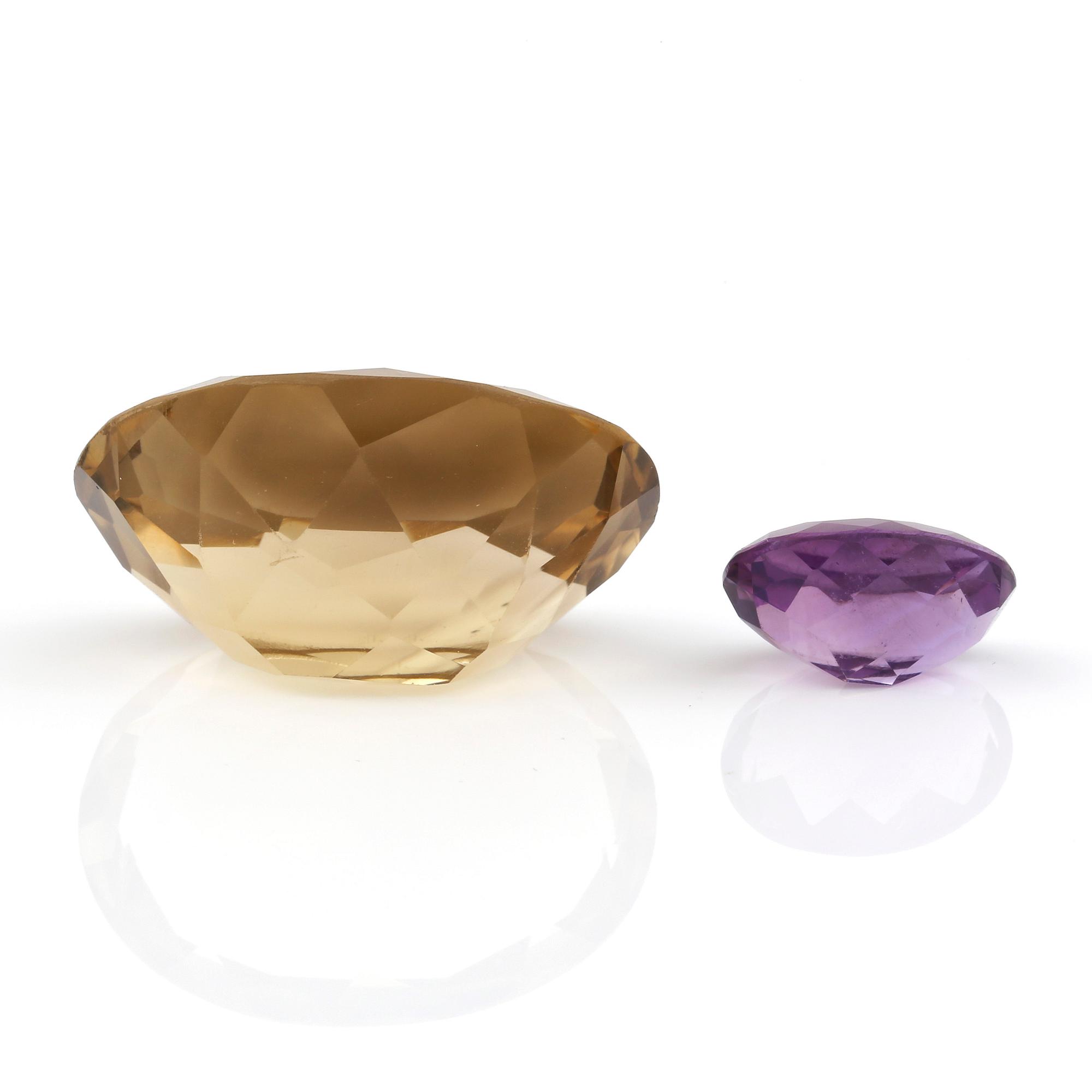 ÄDELSTENAR, citrin ca 46,04 cts samt ametist ca 6,55 cts.
