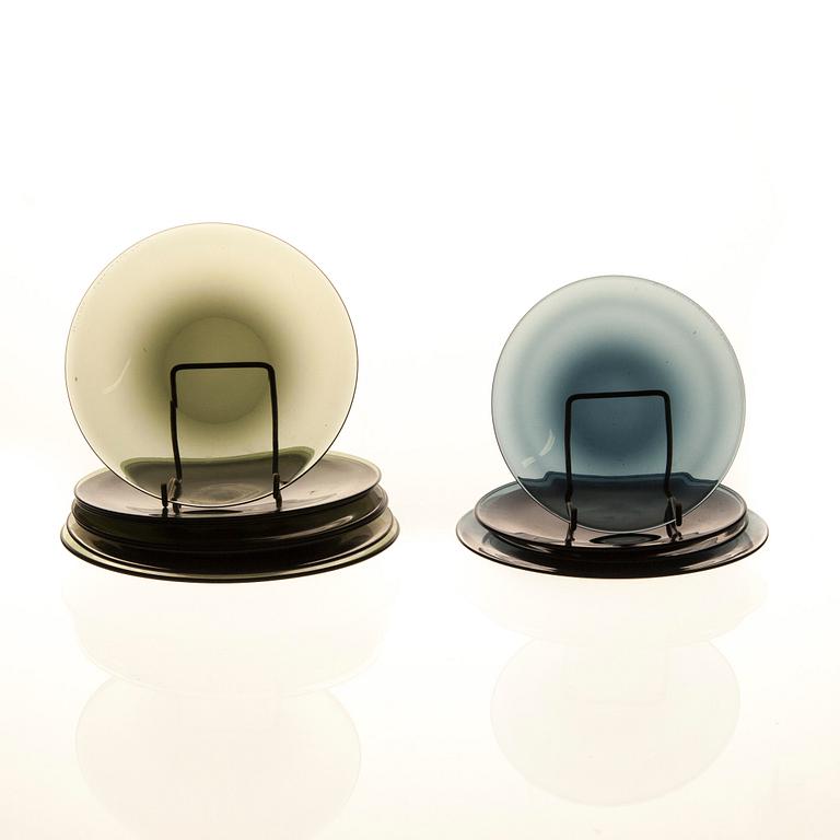 TALLRIKAR, 11 st, glas, signerade Timo Sarpaneva -56, Iittala.