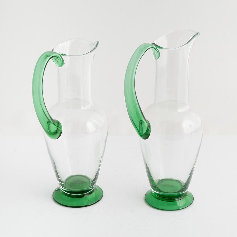 Gunnar Cyrén, kannor, 2 st, glas, "Nobel",  Orrefors, sent 1900-tal.