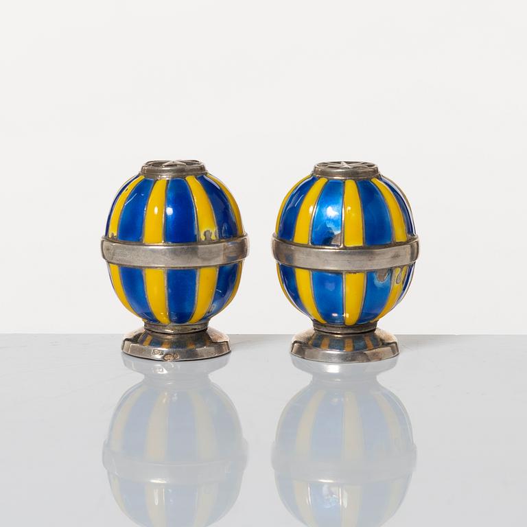 David Andersen, ströare, ett par, sterlingsilver och emalj, Norge, tidigt 1900-tal.