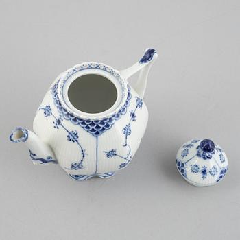 A 'Blue Fluted Full Lace' porcelain teapot, Royal Copenhagen, model 1117, 1967.