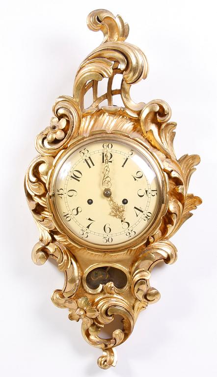 VÄGGPENDYL SAMT LAMPETTER, rokokostil, 1900-talets mitt.