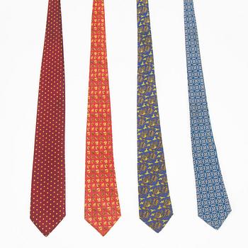 Hermès, four silk ties.