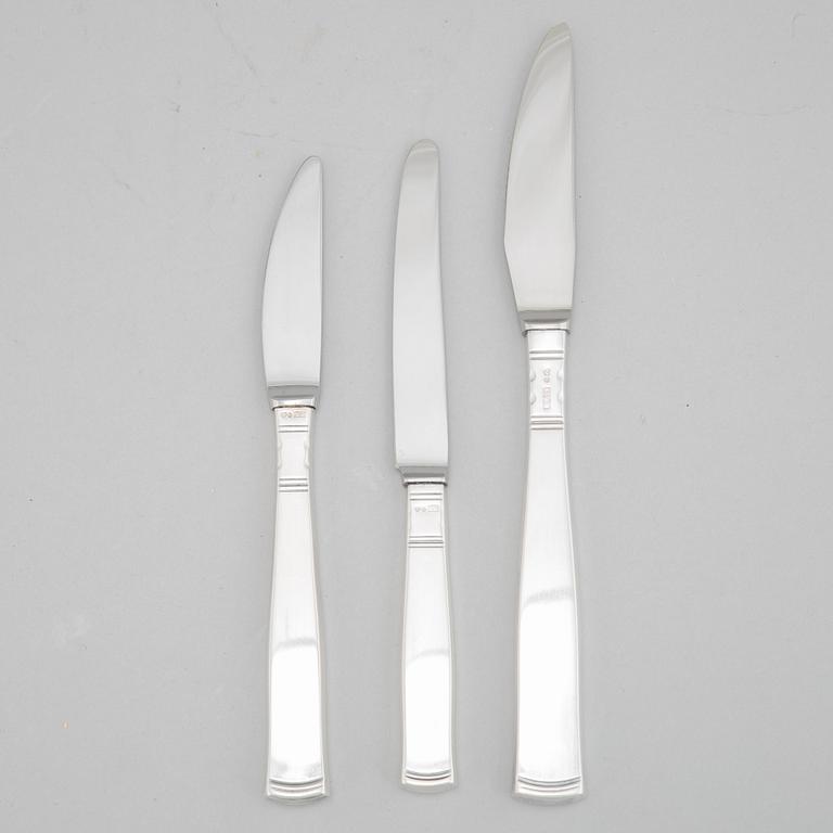 Jacob Ängman, 37 silver knives, model 'Rosenholm', GAB.