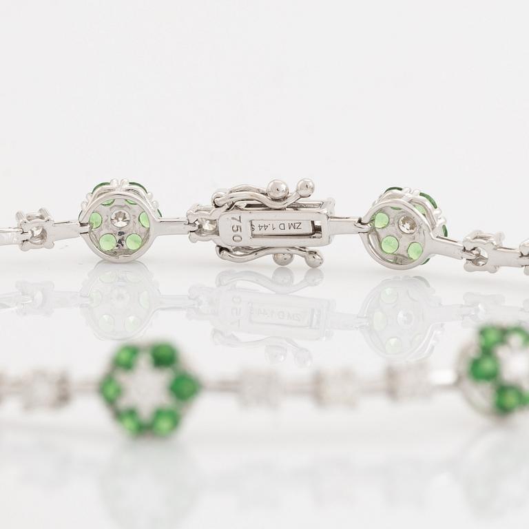 Tsavorite and brilliant cut diamond bracelet.
