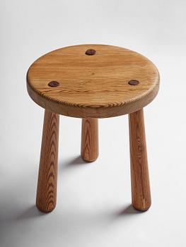 Axel Einar Hjorth, a stained pine "Skoga" stool, Nordiska Kompaniet, Sweden, 1930s.