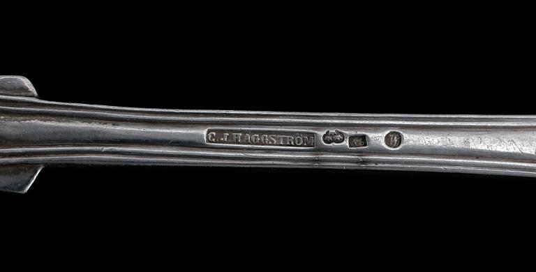 PARTI SILVERBESTICK, 5 delar, bl a C.J Häggström, Visby 1879. Tot vikt 425 g.