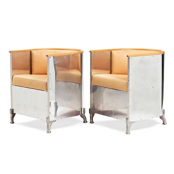 Mats Theselius, a pair of "Aluminium" easy chairs, Källemo, Sweden post 1990.