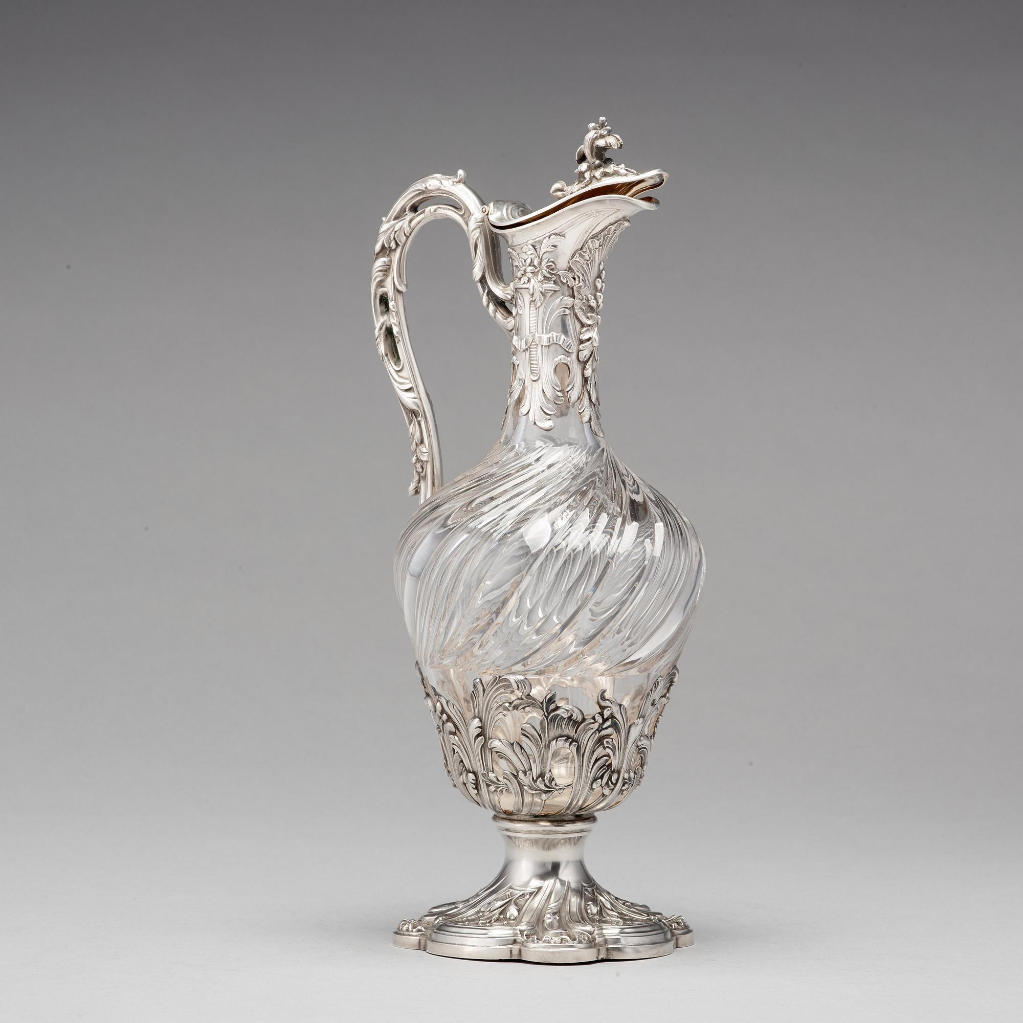 Vinkanna, Frankrike 1800-talets mitt, silver och glas.