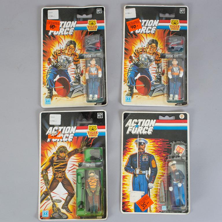 ACTION FORCE / GI JOE, 4 stycken actionfigurer i förpackning, Hasbro, 1988-89.