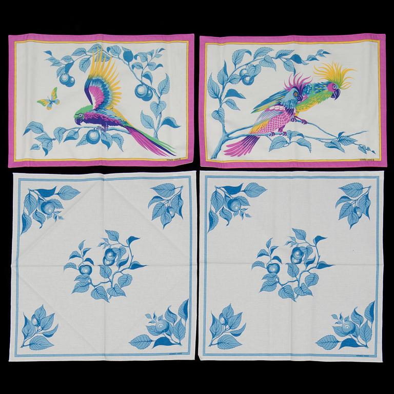 BORDSTABLETTER, 2 st, samt SERVIETTER, 2 st, bomull, Hermès.