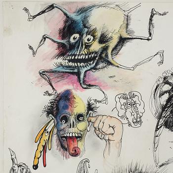 Ulf Rahmberg, mixed media on paper, signed and dated -79 on verso.