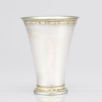 A Swedish 18th Century parcel-gilt silver beaker, maker's mark Johan Pettersson Berg, Norrköping, 1766.