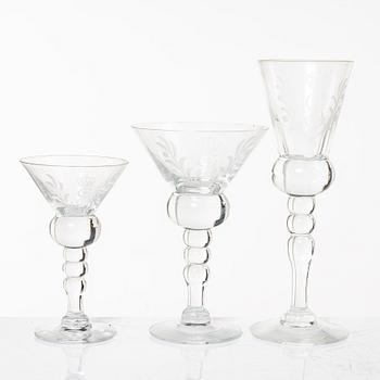 A 42 piece glass service, "Gustav III", Reijmyre, second half of the 20th Century.