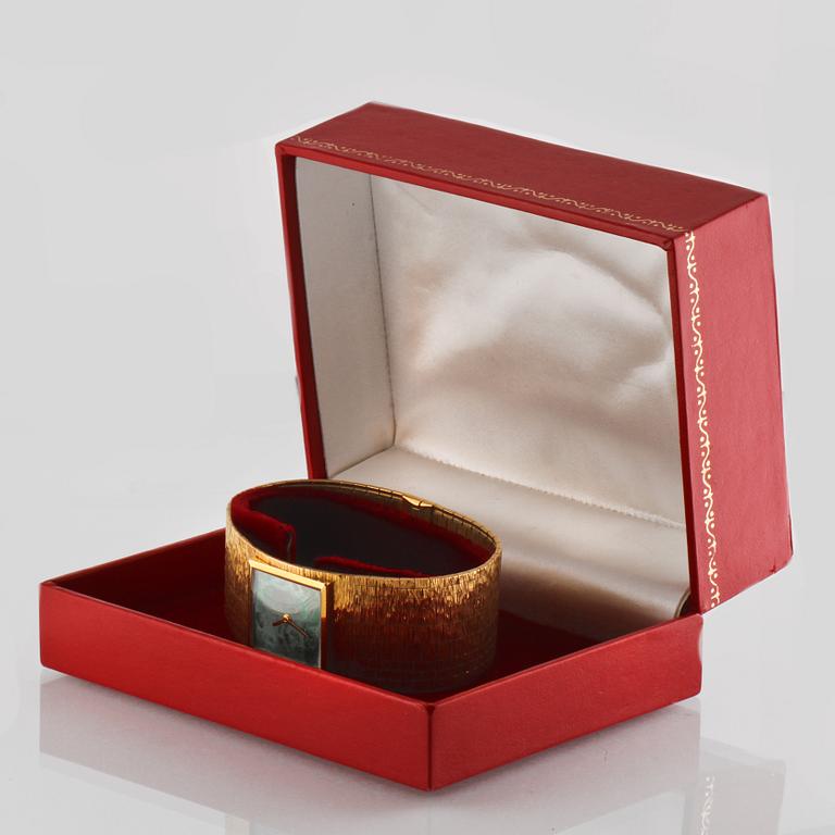 ARMBANDSUR, 14K guld samt malakit, total vikt 71g.