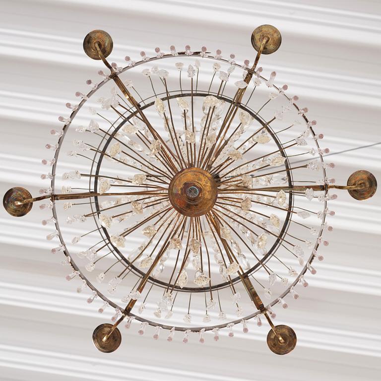 A pair of late Gustavian seven-light chandeliers, early 19th century.