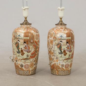 Table lamps a pair Japan 20th century porcelain.