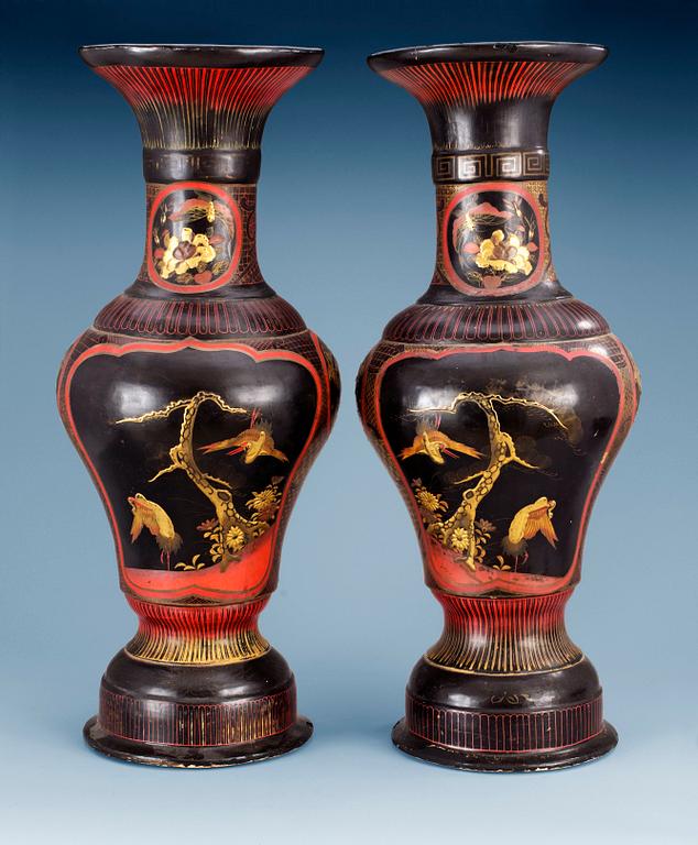 A pair of large lacquered Arita porcelain vases, Japan, Edo period, 19th Century. (2).