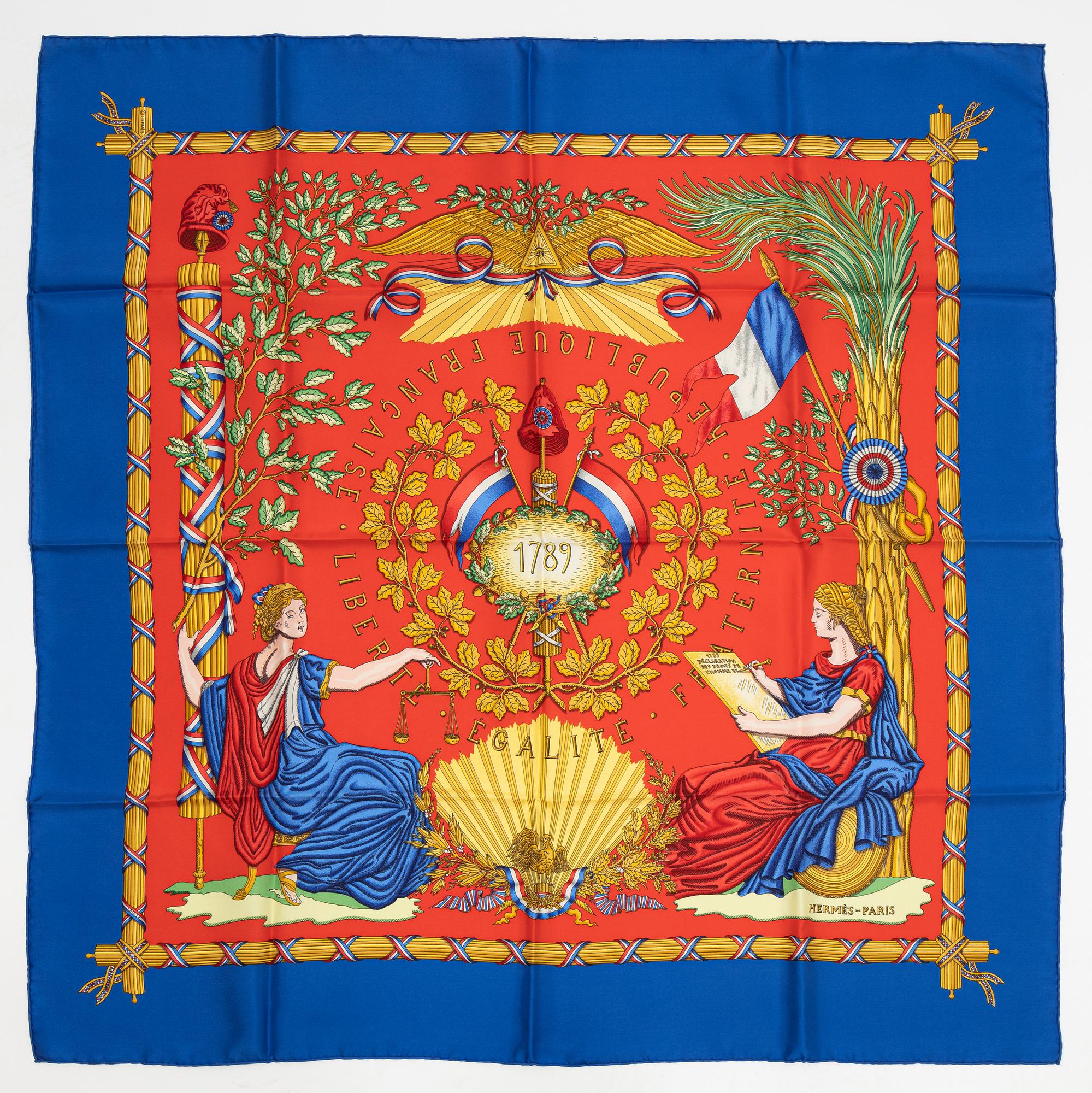 Hermès, scarf, "1789 Liberté Égalité Fraternité".